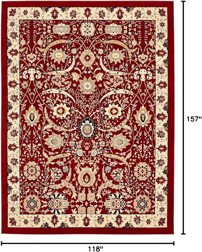 Unique Loom Espahan Collection Area Rug - Cape Cod (9' 10" x 13' 1" Rectangle, Red/ Beige)