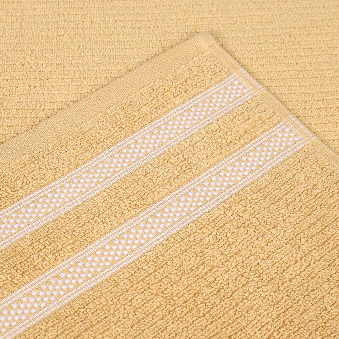 Superior Cotton Bath Sheet Set, Zero Twist, Ribbed Geometric, Oversized Large Absorbent Body Towels, Luxury Soft Quick Dry, Shower, Spa, Hotel, Pool, Guest Bathroom, Home Essentials, Set of 2, Gold