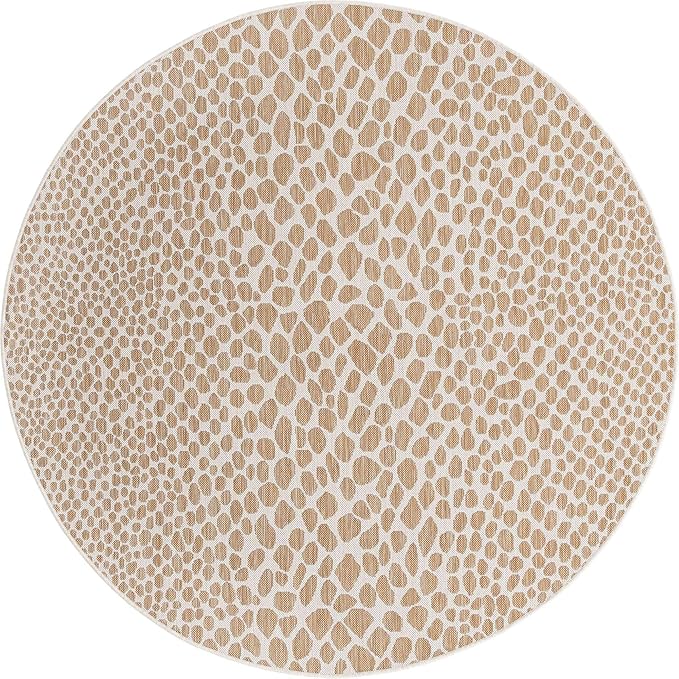 Unique Loom Outdoor Collection Area Rug - Cape Town (6' 7' Round, Dark Beige/ Ivory)