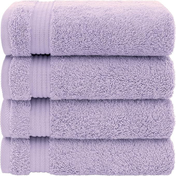 American Veteran Towel, Hand Towels for Bathroom Set of 4, 100% Cotton Turkish Hand Towel Sets, Soft Hand Face Towels, Lilac Hand Towels