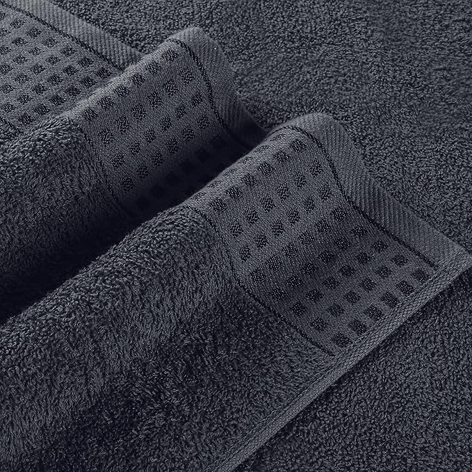 GLAMBURG 100% Cotton 2 Pack Oversized Bath Towel Set 28x55 Inches, Ultra Soft Highly Absorbant Compact Quickdry & Lightweight Large Bath Towels, Ideal for Gym Travel Camp Pool - Charcoal Grey