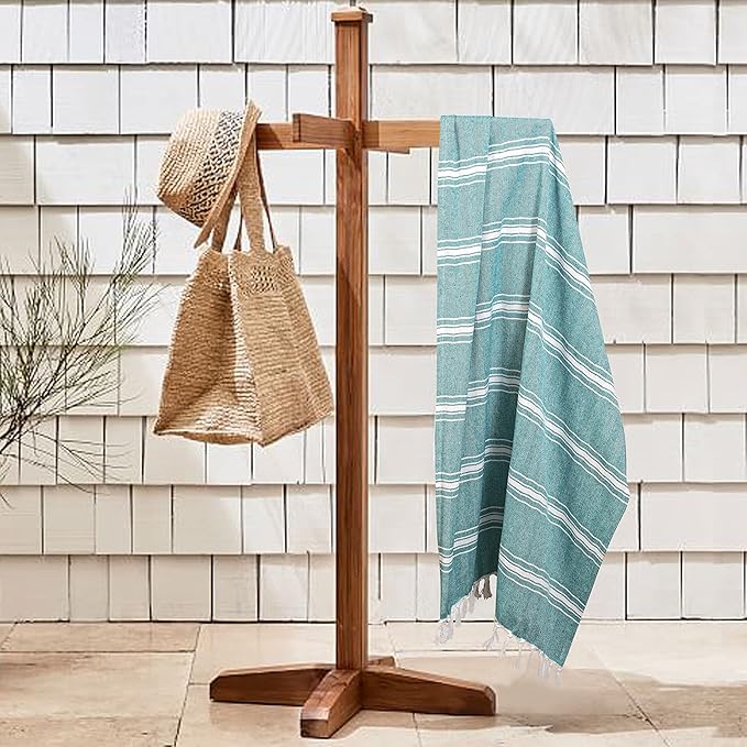 Belizzi Home Turkish Beach Towel -Large Beach Towels Oversized 2 Pack - Soft Durable Compact Lightweight Quick Dry Sand Free Bath Pool Towel Set for Beach Gifts Clearance Vacation Travel - Teal