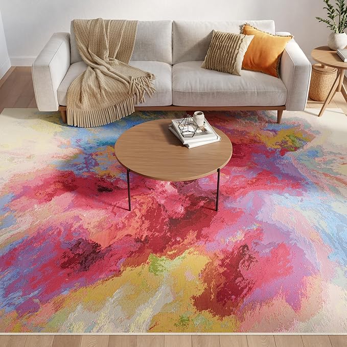 Nourison Home Color Splash Ivory Multicolor 9'10" x 13'2" Area Rug - Easy Clean, Non Shedding, Bed Room, Living Room, Dining Room, Kitchen (10' x 13')