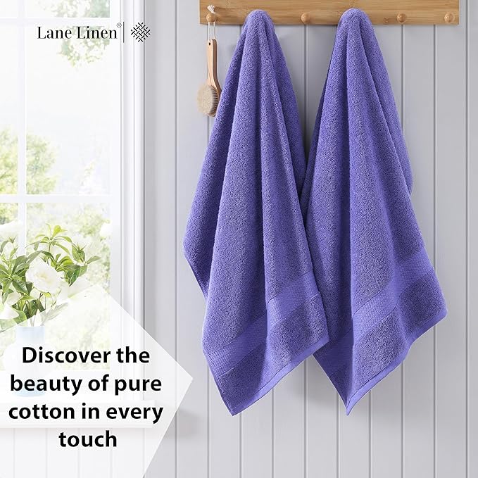 LANE LINEN Bath Towels Set of 4 (28"x54") - 100% Ring Spun Cotton Bathroom Towel Set - Durable, Quick Dry, Soft & Highly Absorbent Large Bath Towels - Holds Well After Multiple Washes - Blue Irish