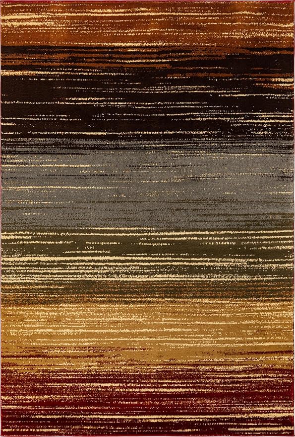 Unique Loom Barista Collection Area Rug - Mundo Nova (6' 1" x 9' Rectangle, Beige/Blue)