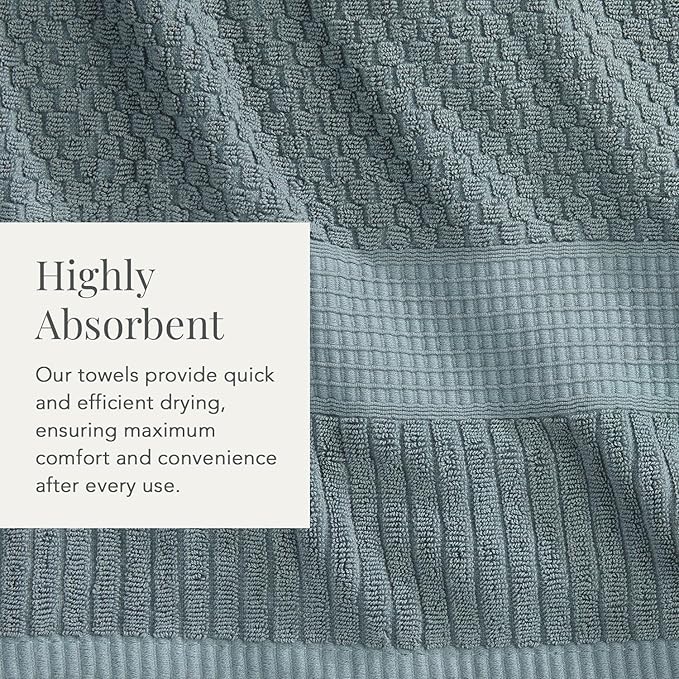 NY Loft 100% Cotton Hand Towel 6 Pack Hand Towel Set | Super Soft & Absorbent Quick-Dry Hand Towels 16" x 28" |Textured and Durable Cotton | Trinity Collection (6 Pack Hand Towel, Stormy Sea)