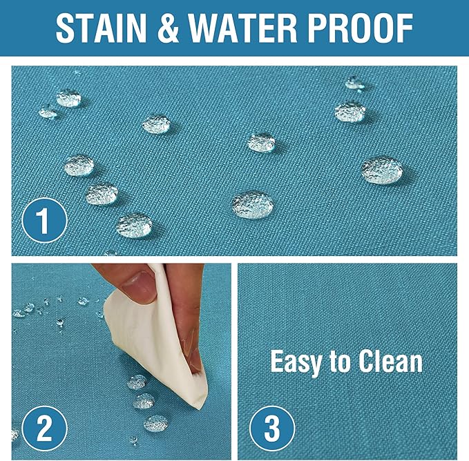 H.VERSAILTEX Linen Textured Table Cloths Round 60 Inch Premium Solid Tablecloth Spill-Proof Waterproof Table Cover for Dining Buffet Feature Extra Soft and Thick Fabric Wrinkle Free, Teal