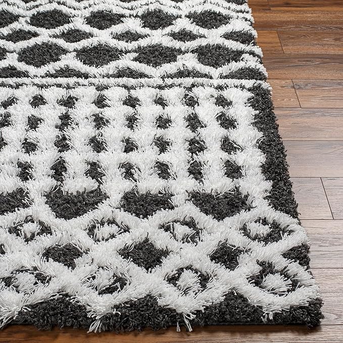 Livabliss Hapsburg Moroccan Shag Area Rug,7'10" x 10'3",Black/White