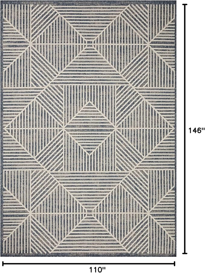 Loloi Rainier Collection RAI-03 Denim/Ivory 9'-2" x 12'-2" Area Rug