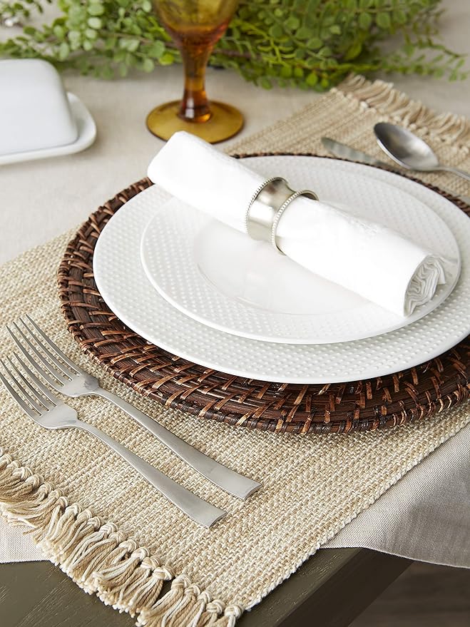 DII Variegated Tabletop Collection, Placemat Set3x19, Taupe, 6 Piece