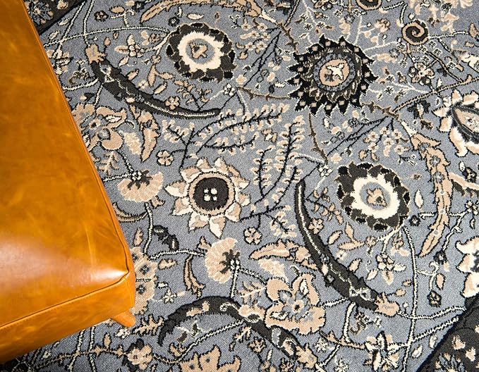 Unique Loom Espahan Collection Area Rug - Cape Cod (4' 1" x 6' 1" Rectangle, Dark Gray/ Black)