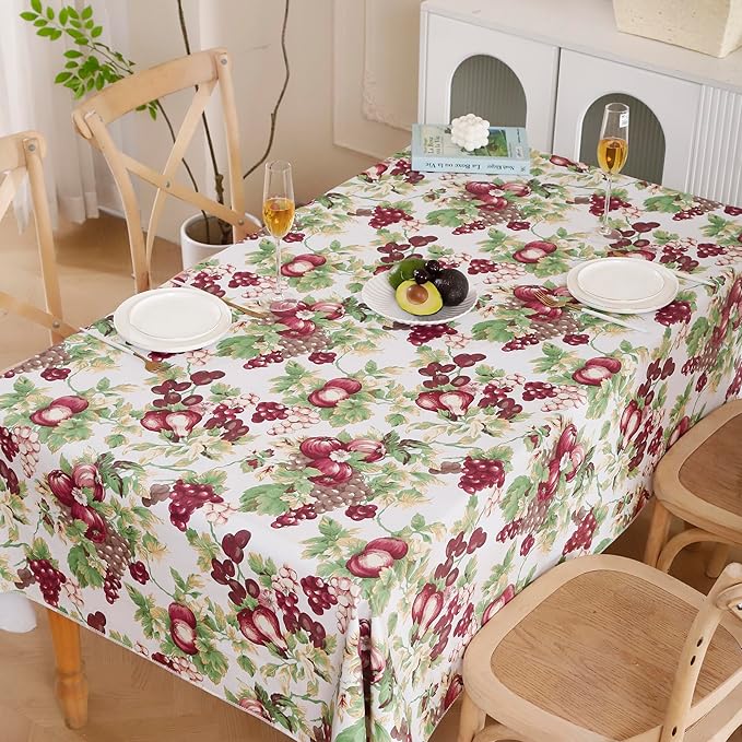 Walrus Heavy Duty Vinyl Tablecloth with Flannel Backing Waterproof Oil-Proof Plastic Table Cloth Stain-Resistant Wipeable Rectangle or Square Table Cover for Indoor and Outdoor (Fruits, 54x54 Inch)