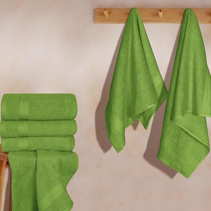 GLAMBURG Ultra Soft 6-Piece Hand Towel Set 16x28-100% Ringspun Cotton - Durable & Highly Absorbent Hand Towels - Ideal for use in Bathroom, Kitchen, Gym, Spa & General Cleaning - Kiwi Green