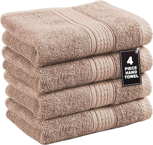 LANE LINEN 4 Pack Hand Towels Set (16"x28") - 100% Ringspun Cotton, Turkish Hand Towels for Bathroom - Durable, Quick Dry, Soft & Absorbent Hand Towel Set - Gets Softer After Each Wash - Taupe