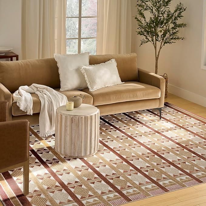 Nourison Home Nordic Rust 8' x 10' Area Rug - Easy Clean, Non Shedding, Bed Room, Living Room, Dining Room, Kitchen (8' x 10')