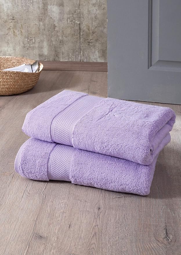 BAGNO MILANO Turkish Towels, Ultra Soft, Plush Luxury Turkih Cotton Bath Towels, Quick Dry Towel Set Made in Turkey (Lavender Purple, 2 Pcs Bath Towel Set)