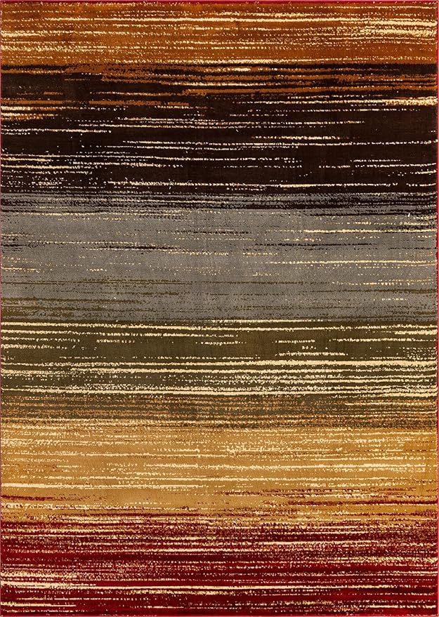 Unique Loom Barista Collection Area Rug - Mundo Nova (7' 1" x 10' Rectangle, Beige/Blue)