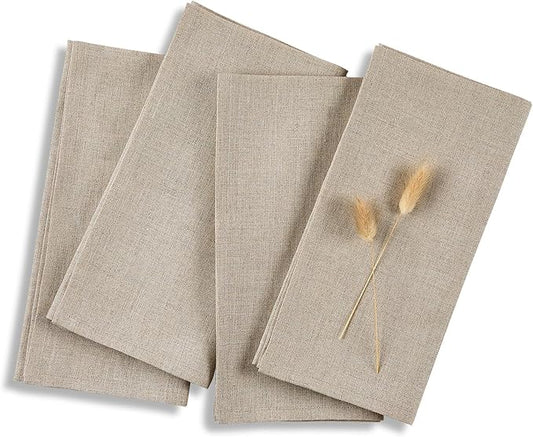 Solino Home Natural Linen Napkins Set of 4 - 100% Pure Linen Cloth Washable Dinner Napkins 20 x 20 Inch for Holiday, New Year - Fete