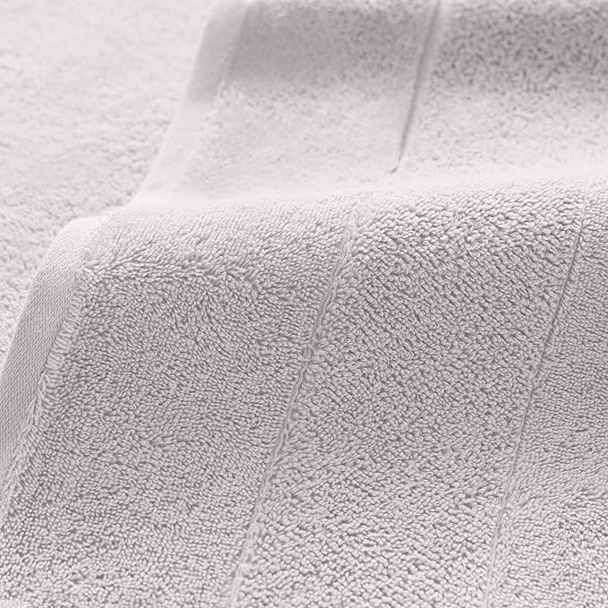 Aston & Arden Aegean Terry Wash Cloths - Set of 8 - Ringspun Turkish Cotton Thick and Soft Absorbent Luxury Hotel and Spa Bathroom Towel, 600 GSM, 13 x 13 in, Light Grey