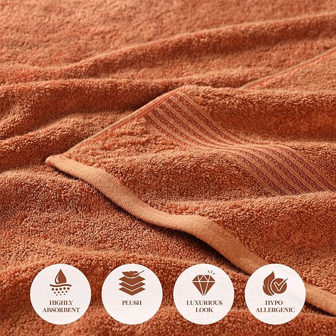 Superior Egyptian Cotton 3-Piece Towel Set, Assorted Towels for Home Bathroom, Master Bath, Decor Essentials, Includes 1 Bath, 1 Hand, 1 Face Towel/Washcloth, Quick Dry, Absorbent, Caramel Brown