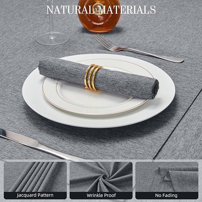 Cloth Napkin Set of 8 Square Washable Reusable Linen Fabric Polyester for Kitchen Dinner Dining Restaurants Wedding Party Banquet Table(Gray/17x17 Inch)