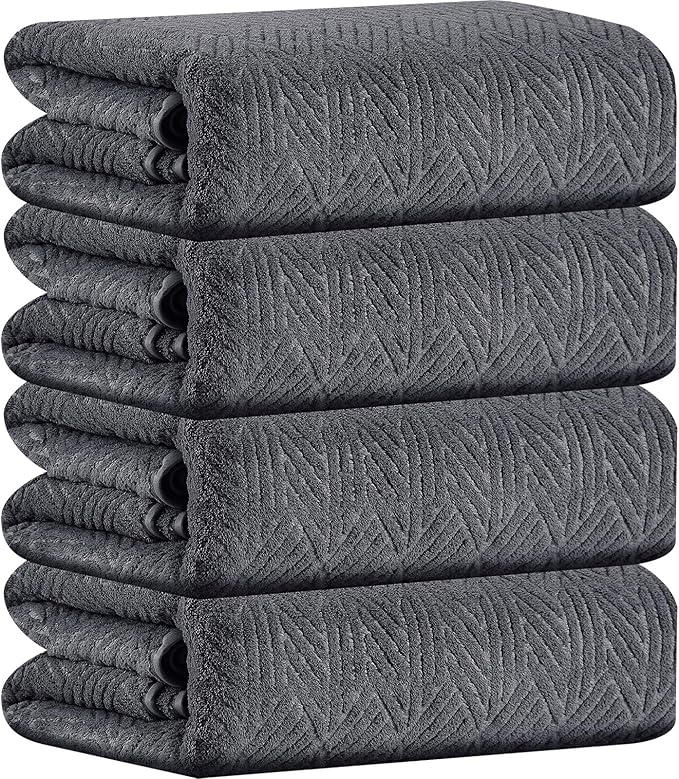 CHINO Large Bath Towels 35x70 Inch, Quick Dry, Soft Absorbent, Oversized Microfiber Shower Towels for Adults, Hotel Spa (4 Pcs Dark Grey)