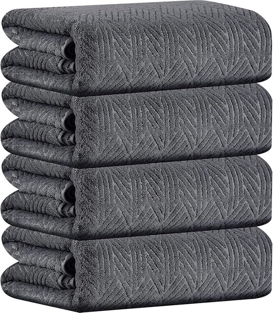 CHINO Large Bath Towels 35x70 Inch, Quick Dry, Soft Absorbent, Oversized Microfiber Shower Towels for Adults, Hotel Spa (4 Pcs Dark Grey)