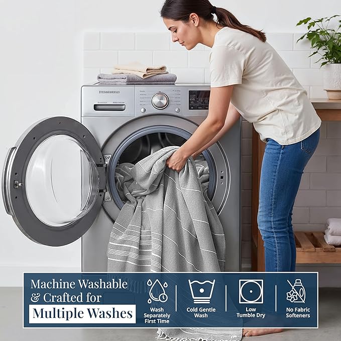 LANE LINEN Oversized Beach Towel - Large Outdoor Blanket with Soft Pre-Washed Finish – 82"x82", Ideal for Coastal Getaways, Backyard Lounging, Beach Party or Seaside Adventures – Grey