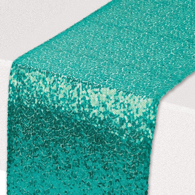 Beistle Turquoise Rectangular Shiny Sequined Table Runner