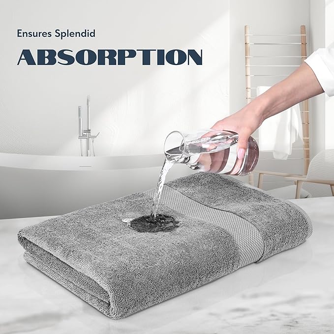 White Classic Luxury Soft Bath Sheet Towels - 650 GSM Cotton Luxury Bath Towels Extra Large 35x70 | Highly Absorbent and Quick Dry | Hotel Quality Extra Large Bath Towels Oversized, Light Grey, 2 Pack