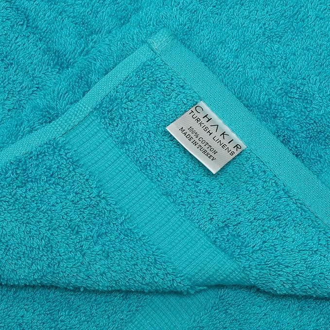 Chakir Turkish Linens 100% Cotton Premium Turkish Towels for Bathroom | 27'' x 54'' (4-Piece Bath Towels -Aqua)