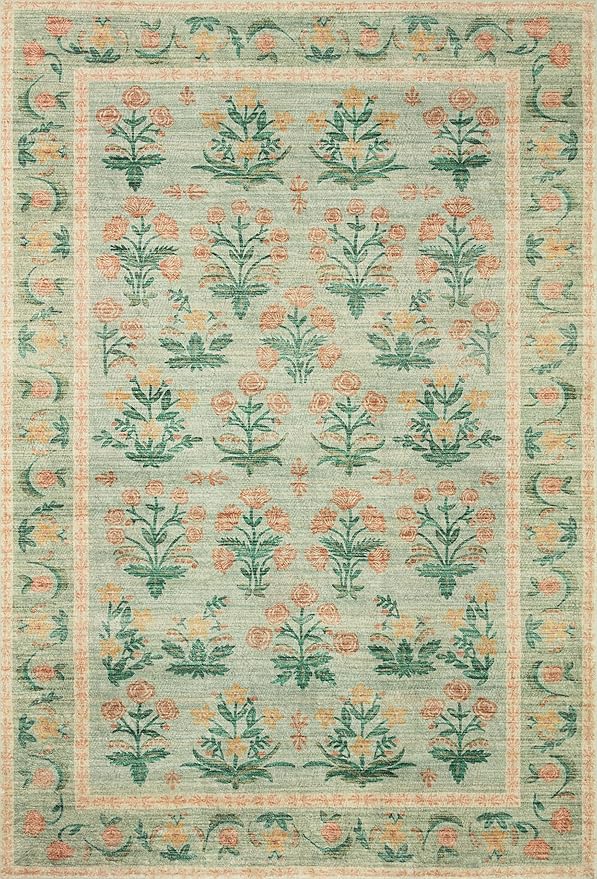 Loloi Rifle Paper Co. Eden Collection EDE-01 Mughal Rose Moss 2'-0" x 5'-0" Accent Rug feat. CloudPile™