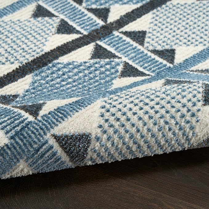 Nourison Home Nordic Blue 2' x 6' Area Rug - Easy Clean, Non Shedding, Bed Room, Living Room, Dining Room, Kitchen (6' Runner)