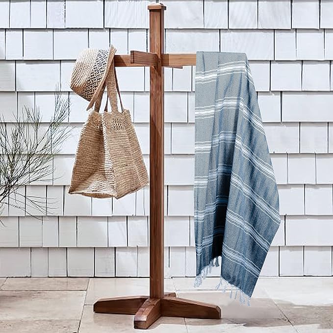 Belizzi Home Peshtemal Turkish Towel Chevron Beach Towels Oversized 36x71 Set of 6, Beach Towels for Adults, Soft Durable Absorbent Extra Large Bath Sheet Hammam Towel - Navy Blue