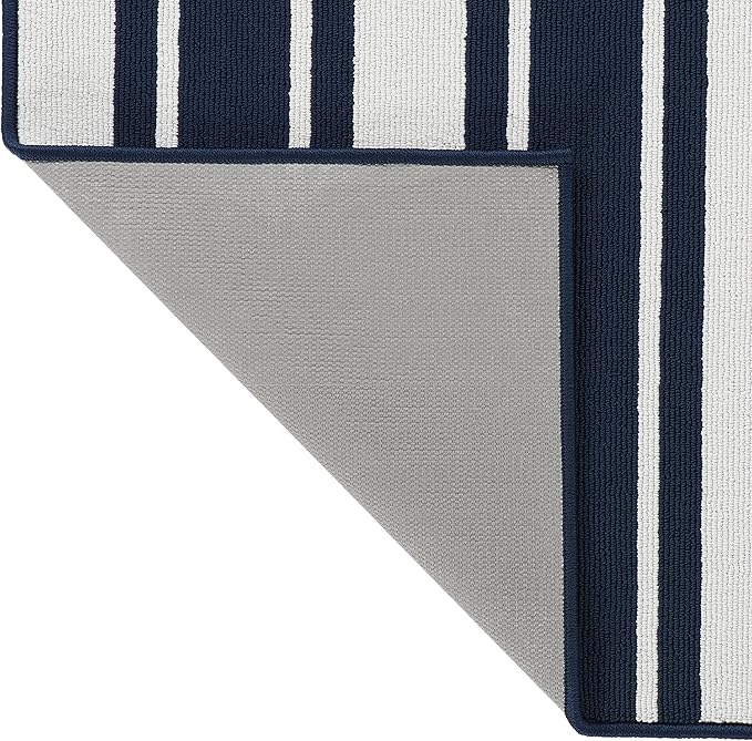Nautica – Runner Rug | Indoor Runners for Hallways and Entry Rugs| Non-Slip and Non-Skid Entry and Kitchen Door Mat| Machine Washable Entryway Carpet Rugs |26” x 96” | Stripe Navy