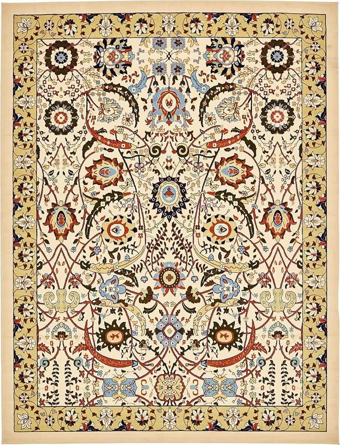 Unique Loom Espahan Collection Area Rug - Cape Cod (9' 10" x 13' 1" Rectangle, Cream/ Black)