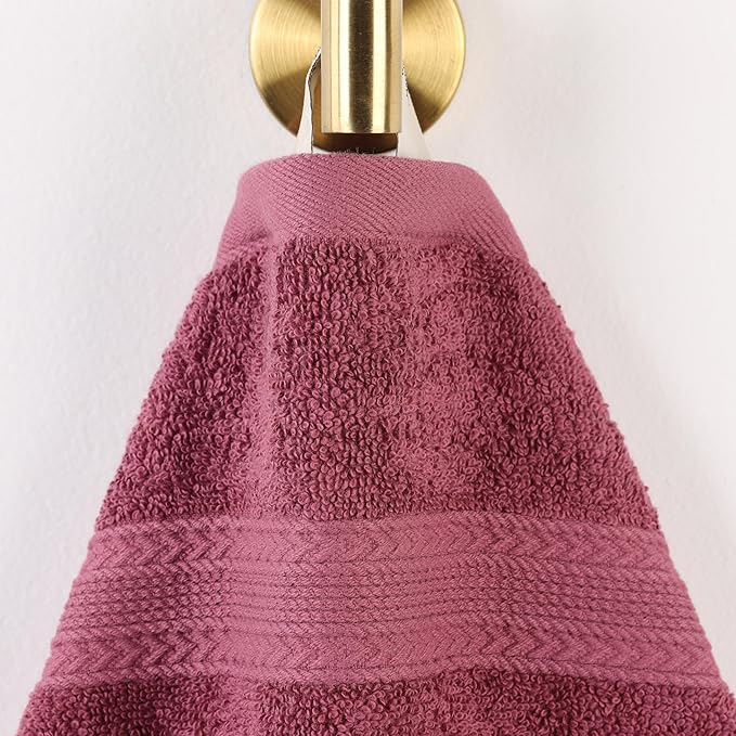 Superior Eco-Friendly Cotton 6-Piece Towel Set, Bathroom, Shower, Spa, Large and Small Assorted Towels for Home, Apartment, Dorm, 2 Bath, 2 Hand, 2 Face/Washcloth, Soft, Highly Absorbent, Rosewood