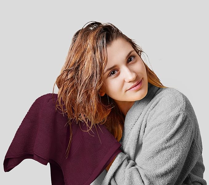 Utopia Towels 8 Piece Luxury Towel Set – Majestic Plush, Super Absorbent & Quicker-to-Dry, Thick 100% Ring Spun Cotton Towels for Bathroom, Spa & Hotel – 2 Bath, 2 Hand, 4 Washcloths, Burgundy