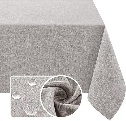 H.VERSAILTEX Linen Textured Tablecloth 60 x 102 Waterproof Decorative Table Cloth Spill-Proof Linen Look Cover for Party Table Extra Soft and Thick Fabric Wrinkle Free, Heather Taupe
