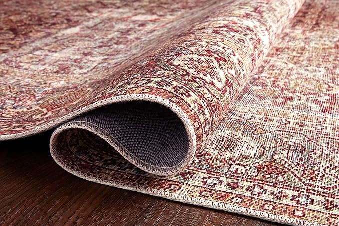 Loloi Layla Collection LAY-11 Cinnamon/Sage 2'-6" x 9'-6" .13" Thick Runner Rug, Soft, Durable, Vintage Inspired, Distressed, Low Pile, Non-Shedding, Easy Clean, Printed, Living Room Rug