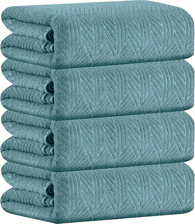 CHINO Bathroom Towel Set, Bath Towels Extra Large, 35x70 Inch Bath Sheets Towels for Adults, Quick Dry Towel Soft Absorbent Oversized Towels Microfiber Shower Towels for Spa Gym(4 Pcs Turquoise)