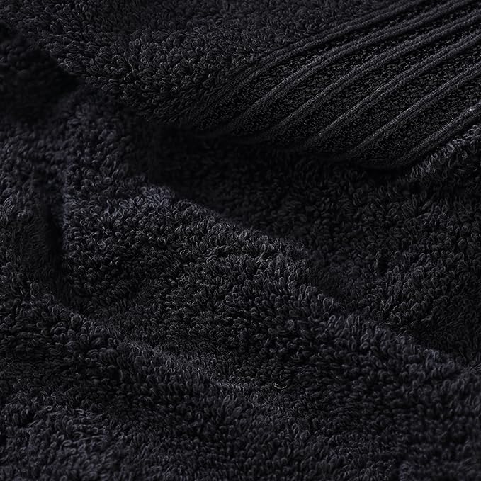 Superior Egyptian Cotton 4-Piece Bath Towel Set for Shower, Bath, Spa, Resort, Hotel, Soft Body Towels, Airbnb Essentials, Apartment, Dorm, Quick Dry, Absorbent, Bathroom Basics, Black