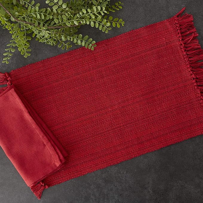 DII Variegated Tabletop Collection, Placemat Set3x19, Tango Red, 6 Piece