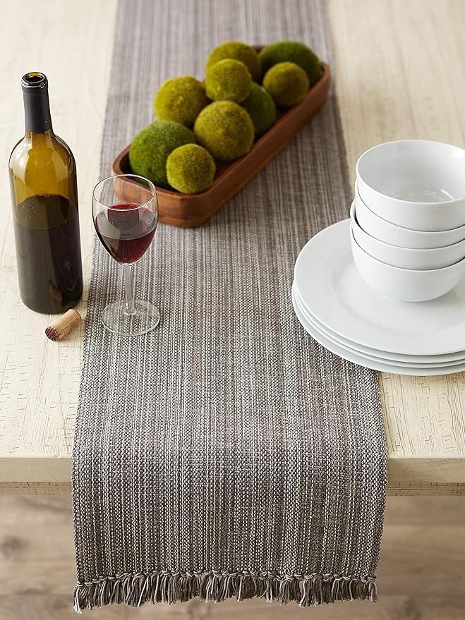 DII Variegated Tabletop Collection, Table Runner3x108, Gray