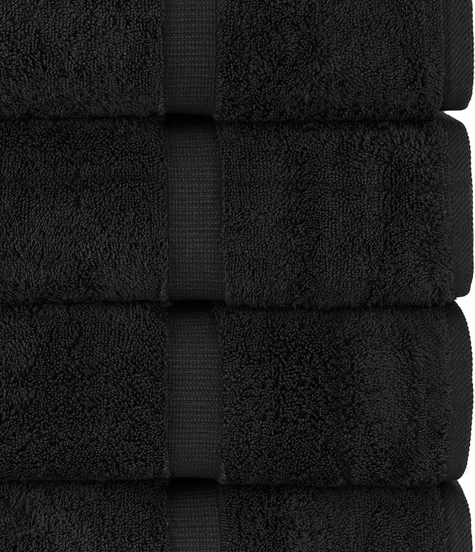 Chakir Turkish Linens | Hotel & Spa Quality 100% Cotton Premium Turkish Towels | Soft & Absorbent (6-Piece Hand Towels, Black)