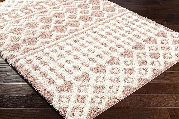 Livabliss Hapsburg Moroccan Shag Area Rug,6'7" x 9'6",Dusty Pink