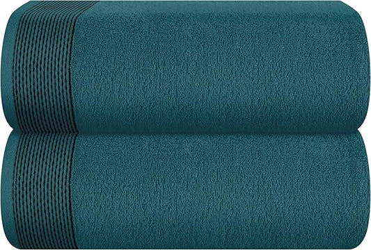 Belizzi Home Cotton 2 Pack Oversized Bath Sheet 35 x 70, Large Bath Sheet, Ultra Absorbent, Compact, Eco-Friendly and 100% Recyclable, Quick Drying and Lightweight Towel - Teal