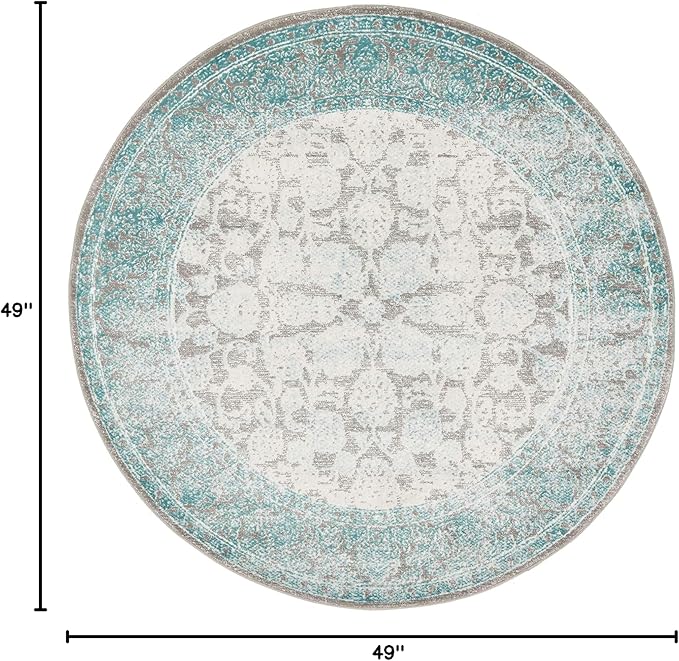 Unique Loom Traditional Classic Intricate Design with Distressed Vintage Detail, Area Rug, 4' 0" x 4' 0", Blue/Gray