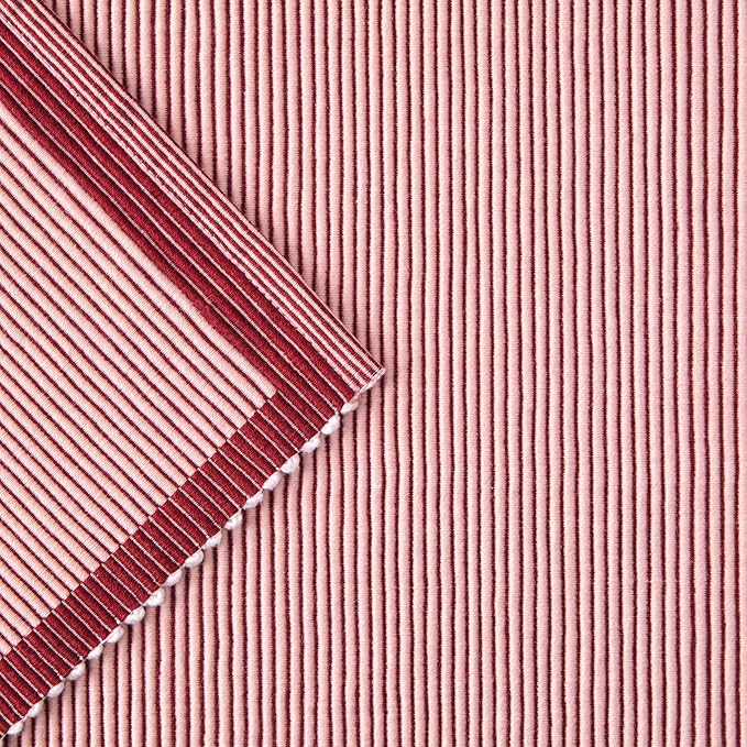 Kate Spade New York Garden Party Reversible 100% Cotton Table Runners Single Set, Woven Ribbed Design, Pink/Rose Pink, 14"x72"