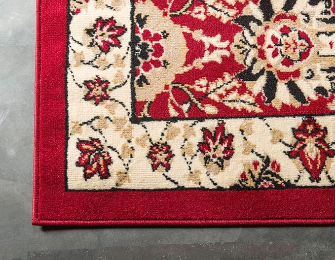 Unique Loom Espahan Collection Area Rug - Cape Cod (7' 1" x 10' Rectangle, Red/ Beige)